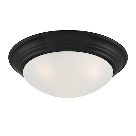 Designers Fountain Tap 14in 2-Light Matte Black Flush Mount with Etched Glass Shade 1360M-MB